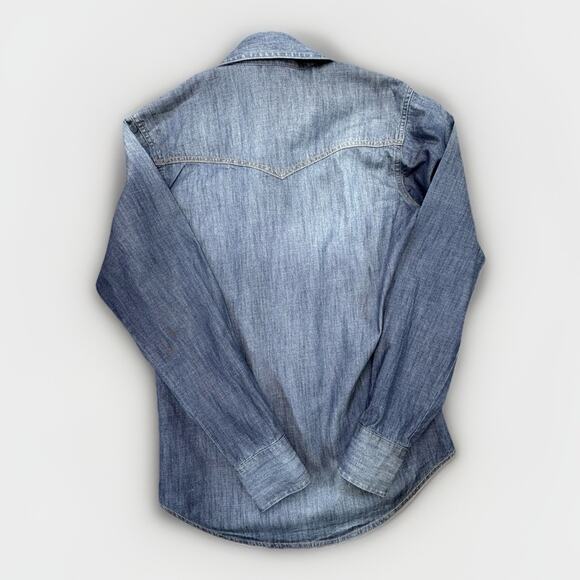 Men's Wrangler Retro Premium Long Sleeve Denim Western Snap Shirt Size Small - Picture 2 of 8
